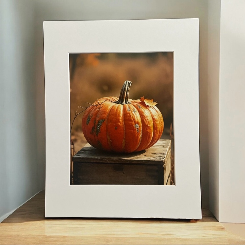 Pumpkin Photo Print 8x10 Matted to 11x14 Fall Home Decor